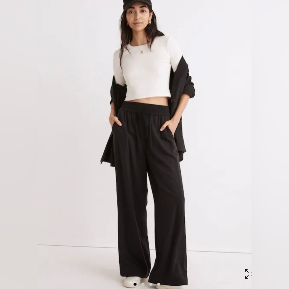 Madewell Tall Drapeweave Carley Wide-Leg Pants 
Black Small 
NWT